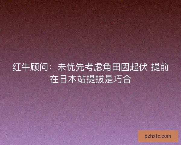 红牛顾问：未优先考虑角田因起伏 提前在日本站提拔是巧合